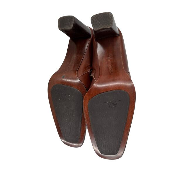 Anne Klein Mid Calf Leather Boots High Heel Brown Modern Classic Size 8M Luxury - Picture 9 of 15